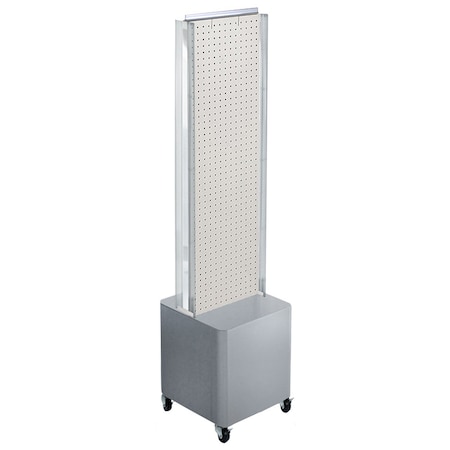 Azar Displays Two-Sided Pegboard Floor Display on Studio Base w/ C-Channels. Panel Size: 13.5''W x 44''H 700728-WHT